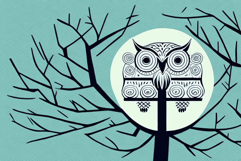 An owl perched in a tree